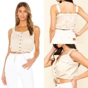 We The Free Free People Palm Desert Chamoix Denim Cropped Cami  Oversize…